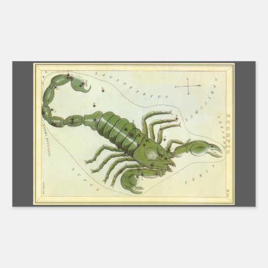 蠍座、ヴィンテージコンステレーションウラニア鏡 長方形シール (正面)