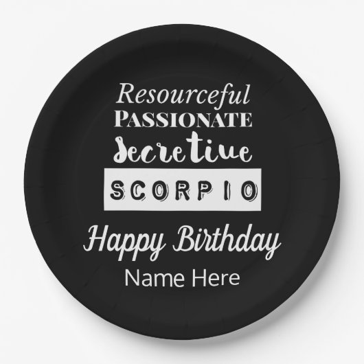 蠍座〔占星術の〕十二宮図おもしろい特性誕生日 ペーパープレート (正面)