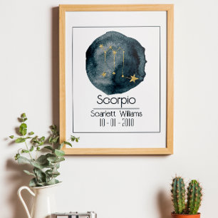 蠍座〔占星術の〕十二宮図のサイン：名前をカスタムすると誕生日 ポスター