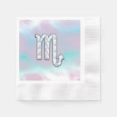 蠍座〔占星術の〕十二宮図のシンボル真珠デコールの母 縁ありカクテルナプキン (正面)