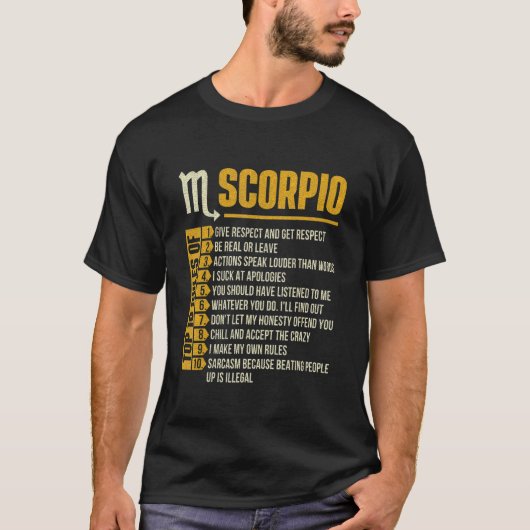 蠍座〔占星術の〕十二宮図のトップ10規則の署名占星術Ast Tシャツ (正面)