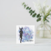 *~*蠍座〔占星術の〕十二宮図の占星術の読み取り（ピンク+青） スクエア名刺 (スタンド正面)