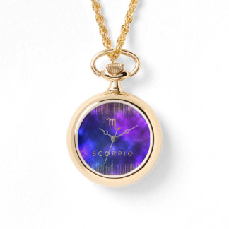 蠍座〔占星術の〕十二宮図カスタム金ゴールドラップのまわりにウォッチ 腕時計