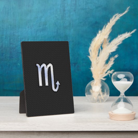 蠍座〔占星術の〕十二宮図クロムサインブラックスネークスキン フォトプラーク (側面)