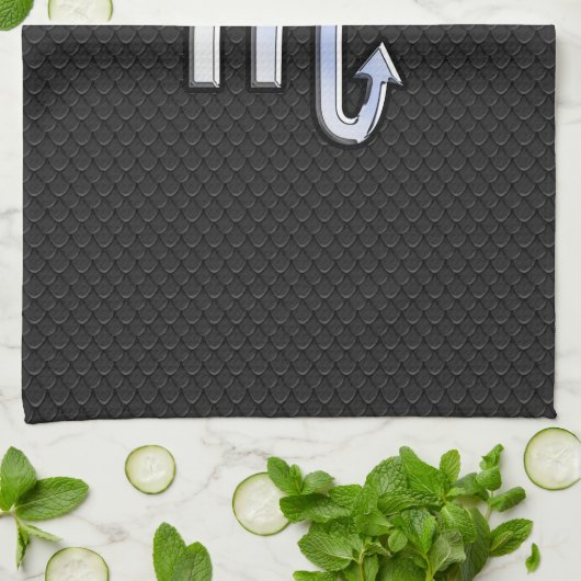 蠍座〔占星術の〕十二宮図クロムライクシンボルブラックスネークデコ キッチンタオル (折り畳み)