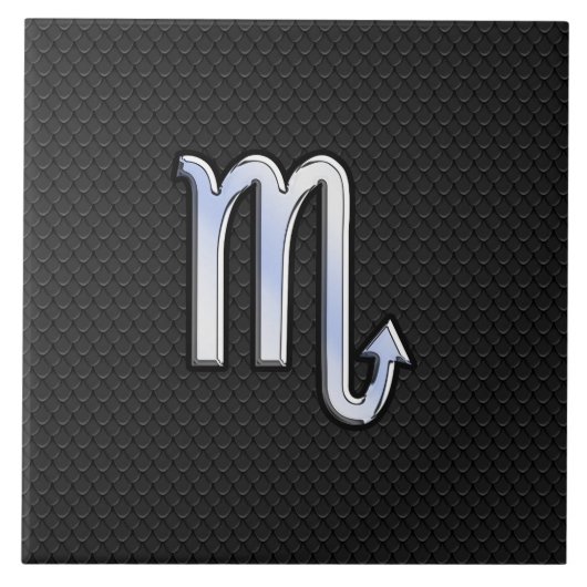 蠍座〔占星術の〕十二宮図クロムライクシンボルブラックスネークデコ タイル (正面)