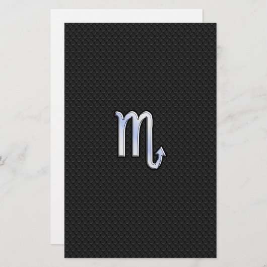 蠍座〔占星術の〕十二宮図クロムライクシンボルブラックスネークデコ 便箋 (正面/裏面)