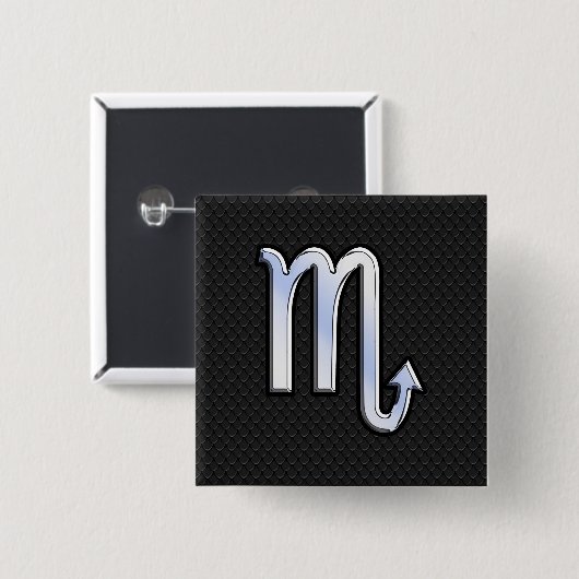 蠍座〔占星術の〕十二宮図クロムライクシンボルブラックスネークデコ 缶バッジ (正面&裏面)