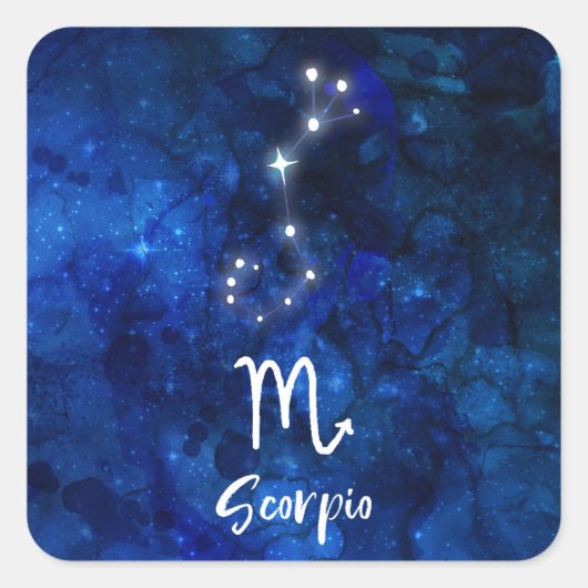 蠍座〔占星術の〕十二宮図コンステレーションブルー銀河系天 スクエアシール (正面)