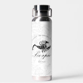 蠍座〔占星術の〕十二宮図サインアストロロジー名前をカスタムするホワイト ウォーターボトル (背面)