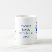 蠍座〔占星術の〕十二宮図サインアストロロジー誕生日ブルーホワイト コーヒーマグカップ (中央)