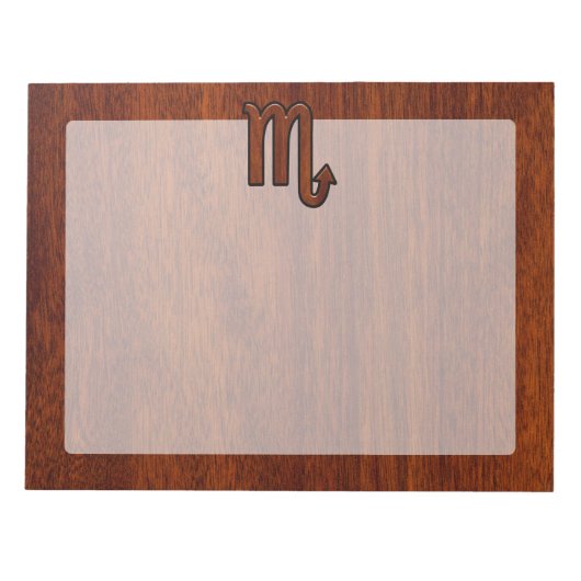 蠍座〔占星術の〕十二宮図サインインマホガニースタイルデコール ノートパッド (正面)