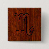 蠍座〔占星術の〕十二宮図サインインマホガニーブラウンスタイル 缶バッジ (正面)