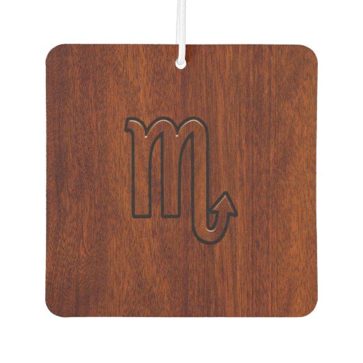 蠍座〔占星術の〕十二宮図サインインリッチマホガニースタイル カーエアーフレッシュナー (正面)