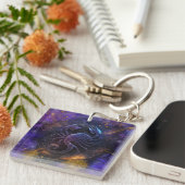 蠍座〔占星術の〕十二宮図サインウォーター色デザイン キーホルダー (正面右)