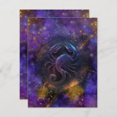 蠍座〔占星術の〕十二宮図サインウォーター色デザイン ノートカード (正面/裏面)