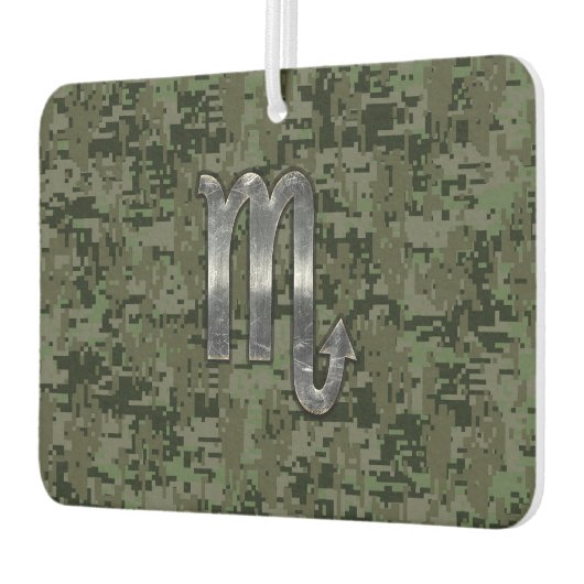 蠍座〔占星術の〕十二宮図サインウッドランドグリーンデジタル迷彩柄 カーエアーフレッシュナー (左)