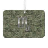 蠍座〔占星術の〕十二宮図サインウッドランドグリーンデジタル迷彩柄 カーエアーフレッシュナー (正面)