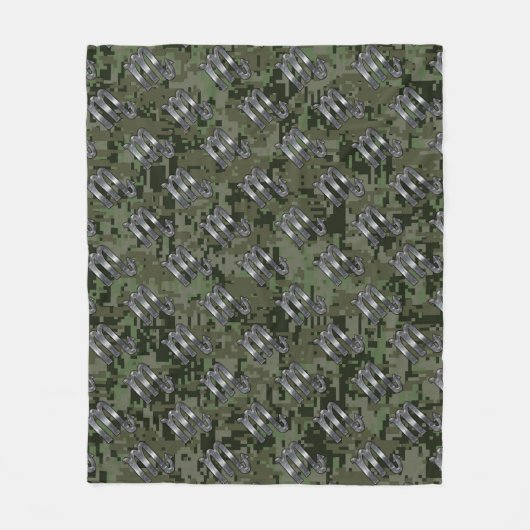 蠍座〔占星術の〕十二宮図サインウッドランドグリーンデジタル迷彩柄 フリースブランケット (正面)