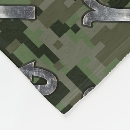 蠍座〔占星術の〕十二宮図サインウッドランドグリーンデジタル迷彩柄 フリースブランケット (角)