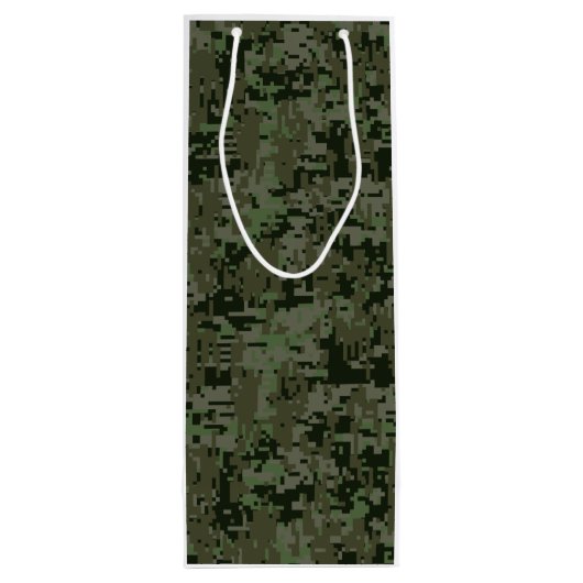 蠍座〔占星術の〕十二宮図サインウッドランドグリーンデジタル迷彩柄 ワインギフトバッグ (裏面)