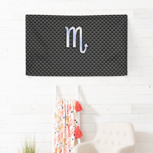 蠍座〔占星術の〕十二宮図サインオンカーボンファイバー占星術 横断幕 (インサイチュ)