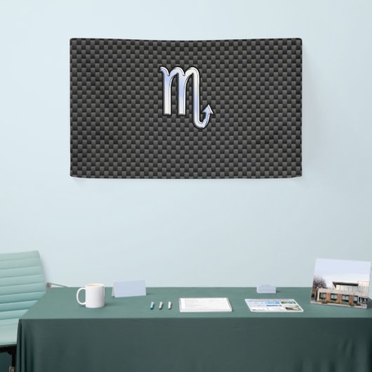 蠍座〔占星術の〕十二宮図サインオンカーボンファイバー占星術 横断幕 (トレードショー)