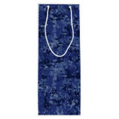 蠍座〔占星術の〕十二宮図サインオンネイビーブルー迷彩柄 ワインギフトバッグ (裏面)