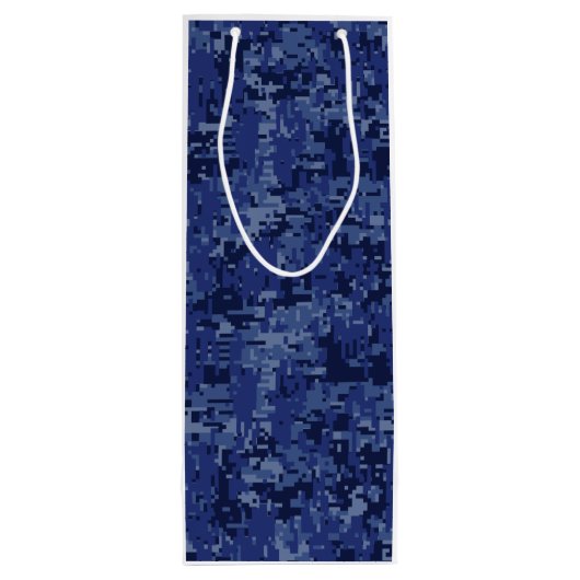 蠍座〔占星術の〕十二宮図サインオンネイビーブルー迷彩柄 ワインギフトバッグ (裏面)