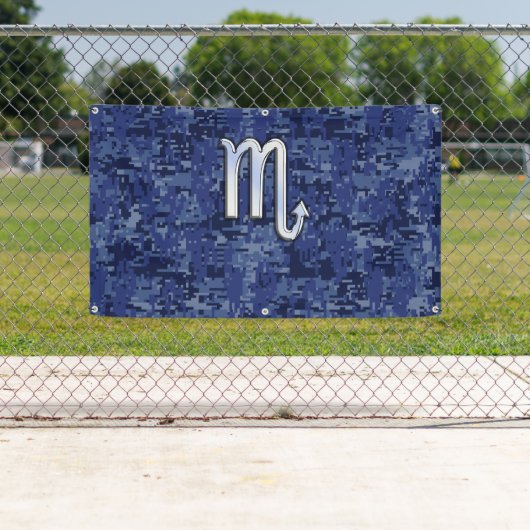 蠍座〔占星術の〕十二宮図サインオンネイビーブルー迷彩柄 横断幕 (インサイチュ)