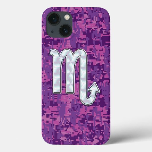 蠍座〔占星術の〕十二宮図サインオンピンク明るい赤紫色デジタル迷彩柄 Case-Mate iPhoneケース (裏面)