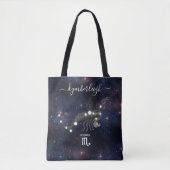 蠍座〔占星術の〕十二宮図サインコズミックモノグラム名海軍 トートバッグ (正面)