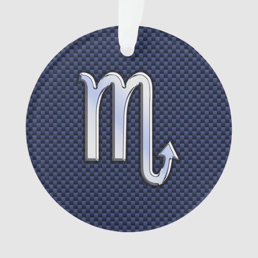 蠍座〔占星術の〕十二宮図サインネイビーブルー炭素繊維デコール オーナメント (正面)