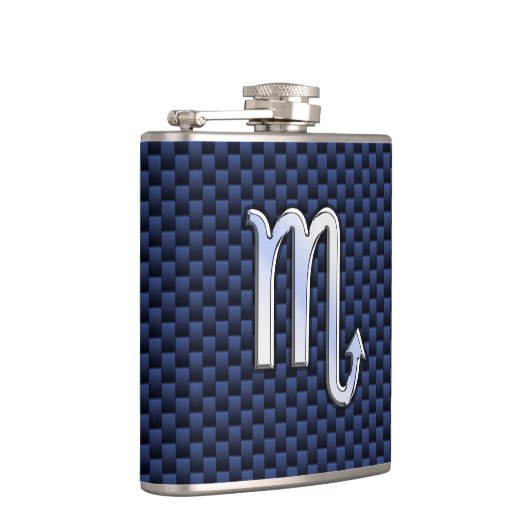 蠍座〔占星術の〕十二宮図サインネイビーブルー炭素繊維デコール フラスク (右)