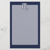 蠍座〔占星術の〕十二宮図サインネイビーブルー炭素繊維デコール 便箋 (正面)