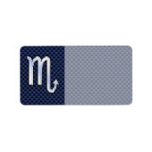 蠍座〔占星術の〕十二宮図サインネイビーブルー炭素繊維プリント ラベル (正面)