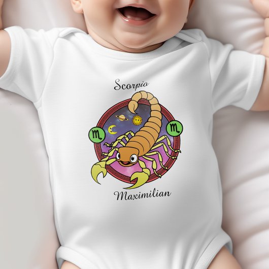 蠍座〔占星術の〕十二宮図サイン星占い漫画占星術 ベビーボディスーツ