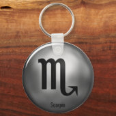 蠍座〔占星術の〕十二宮図シルバーカラーキーチェーン キーホルダー (正面)