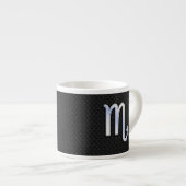 蠍座〔占星術の〕十二宮図シルバーサインブラックスネークスキン エスプレッソカップ (正面右)