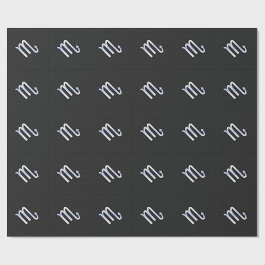 蠍座〔占星術の〕十二宮図シルバーサインブラックスネークスキン ラッピングペーパー (フラット)