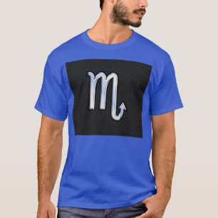 蠍座〔占星術の〕十二宮図シルバーサインブラックスネークスキン Tシャツ