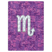 蠍座〔占星術の〕十二宮図シンボルのピンクデジタル迷彩柄 クリップボード (裏面)