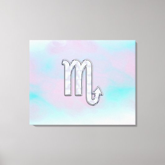 蠍座〔占星術の〕十二宮図シンボルのマザーオブパールスタイル キャンバスプリント (正面)