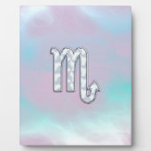 蠍座〔占星術の〕十二宮図シンボルのマザーオブパールスタイル フォトプラーク (正面)