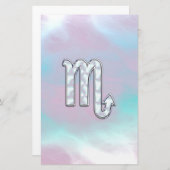 蠍座〔占星術の〕十二宮図シンボルのマザーオブパールスタイル 便箋 (正面/裏面)