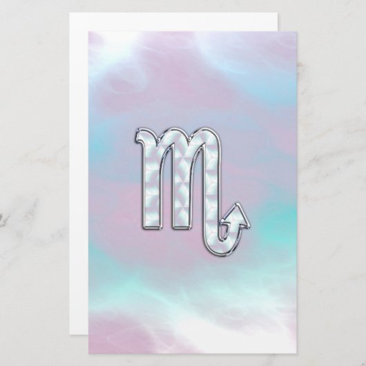 蠍座〔占星術の〕十二宮図シンボルのマザーオブパールスタイル 便箋 (正面/裏面)