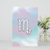 蠍座〔占星術の〕十二宮図シンボルのマザーオブパールスタイル 便箋 (スタンド正面)