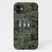 蠍座〔占星術の〕十二宮図シンボルオリーブグリーンデジタル迷彩柄 Case-Mate iPhoneケース (裏面)