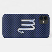 蠍座〔占星術の〕十二宮図シンボルネイビーブルーカーボンファイバースタイル Case-Mate iPhoneケース (裏面(横))