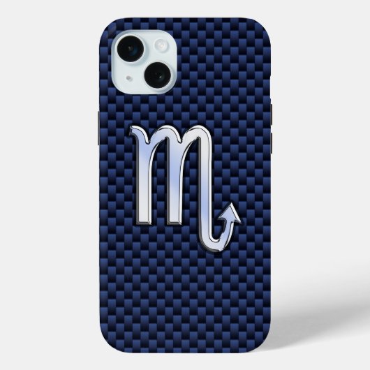 蠍座〔占星術の〕十二宮図シンボルネイビーブルーカーボンファイバースタイル Case-Mate iPhoneケース (裏面)